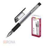 Ручка гелевая черная 0,5мм c резиновым держателем Attache Gelios-030