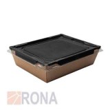 Упаковка для салата 850мл черная 170*135*48мм с прозрачной крышкой 150 шт/кор