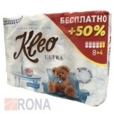 Туалетная бумага 3-слойная Kleo Ultra белая 8+4рул/уп С130 Мягкий знак